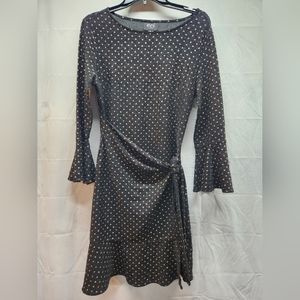 Eci New York, Dress, Black with Gold Metallic Dots, Size M